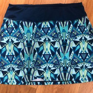 Title Nine Skort Medium Geometric Blue Pattern